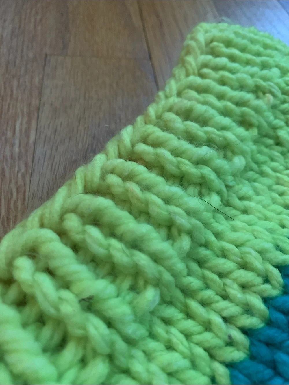Striped Hand Knit Neck Warmer - Pink, White, Teal & Lime